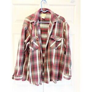 VTG MELTON Wintermaster Plaid Flannel Long Sleeve Button Down Shirt Size L Multi